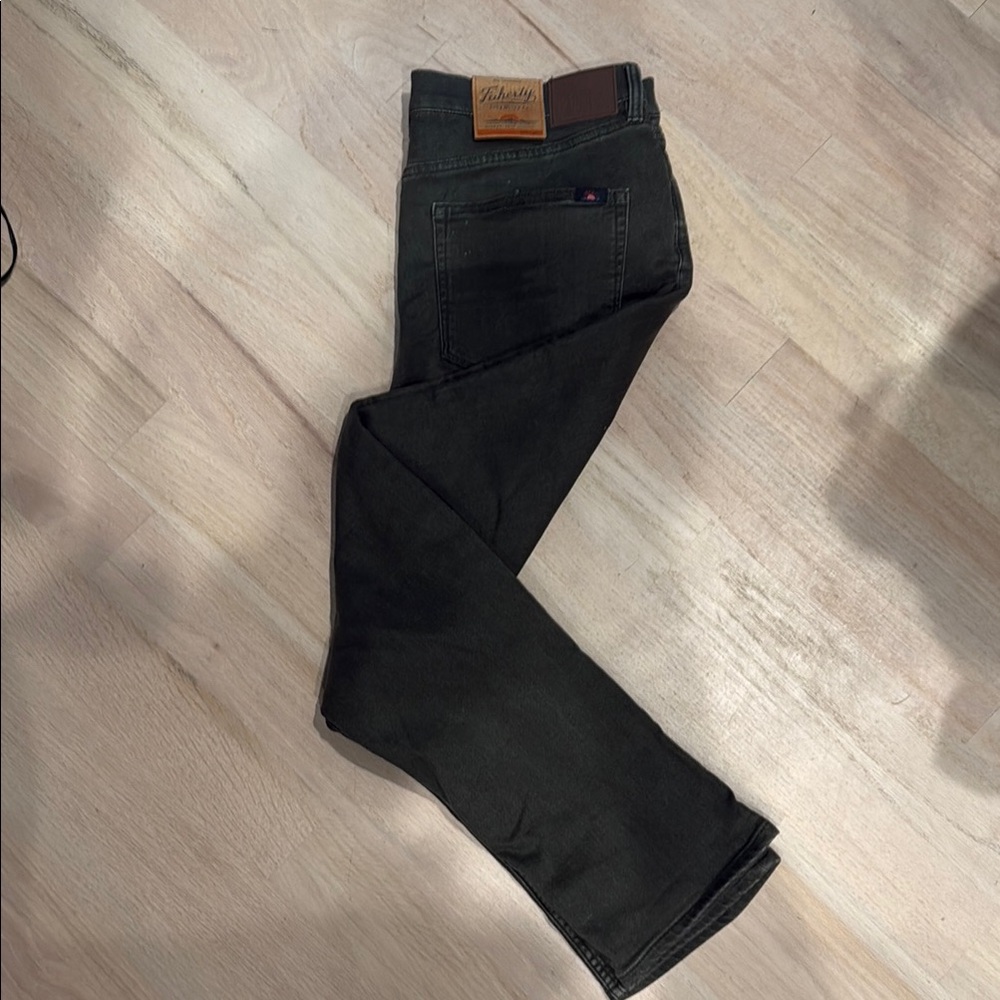 Faherty Relaxed Dark Green Jeans Comfortable Fit